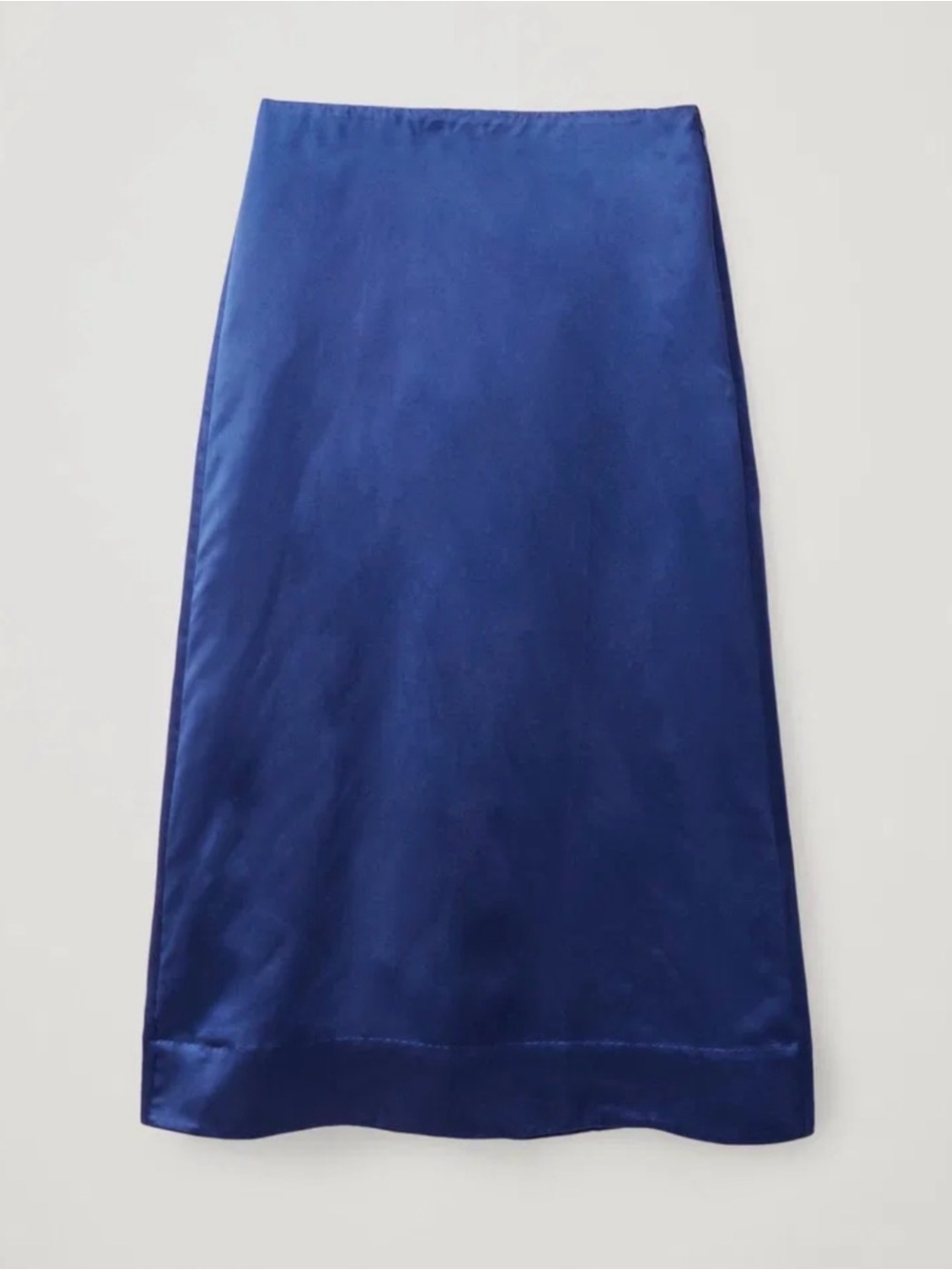 COS Mulberry Silk Midi Slip Skirt Royal Blue Satin A Line Side Zip - Picture 4 of 12